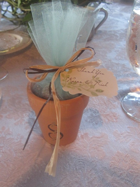 Our favors were small terracotta pots filled with small candies that looked 