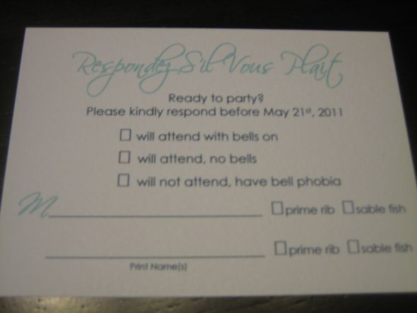 Can you include reception meal choices in wedding response card wording