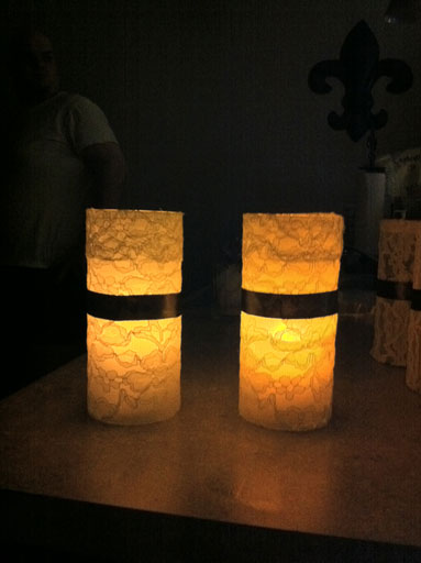 Lace Cylinder candle holder :  wedding lace cylinders ivory diy reception .jpg