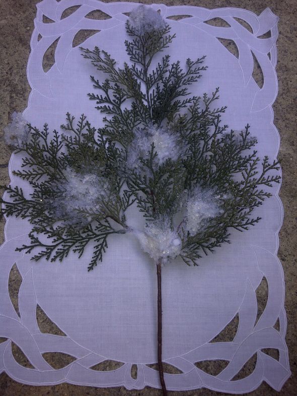 After our winter wedding we will have 24 frosted evergreen branches for