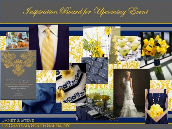 navy blue and yellow wedding