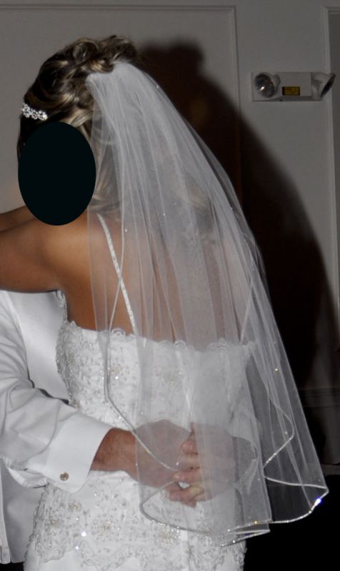 Sparkly size 10 white wedding dress with lots of detail $250.00 :  wedding brown pink bridesmaids dress shoes Veil