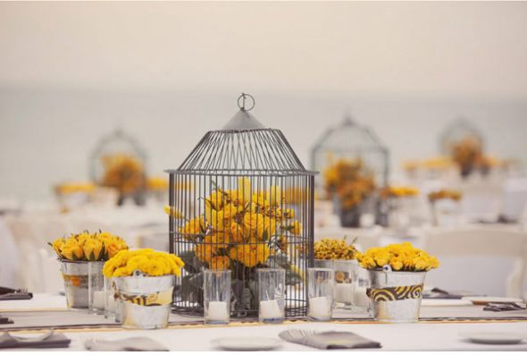 Beachy Centerpieces :  wedding beach nature centerpieces Yellow Outdoor Centerpieces