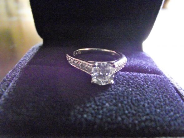 Moissanite, Moissanite! Show me your Moissanite! :  wedding moissanite forever brilliant charles and colvard danhov enhanced moissanite halo DSCF0528