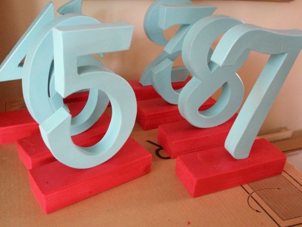 Our aqua and red table numbers I 39m so proud of these wedding