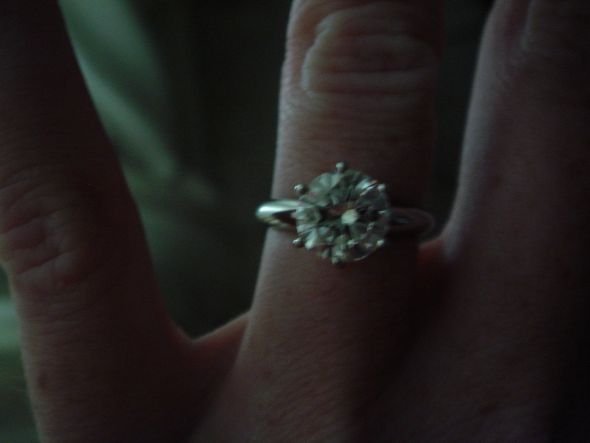Share pictures of your ring and state your ring/diamond size! :  wedding ring size diamond size carat pictures rings diamonds carats finger 65 1 1 carat wave custom emerald cut Ring2