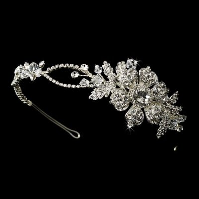 Amazing Crystal Floral Headband : wedding crystal floral headband silver jewelry Headband1