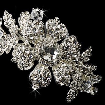 Amazing Crystal Floral Headband : wedding crystal floral headband silver jewelry Headband2