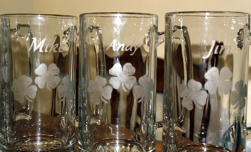 WP Glass Etching Final Pics :  wedding wine glass etching claddagh white diy reception Final WP Glasses 2