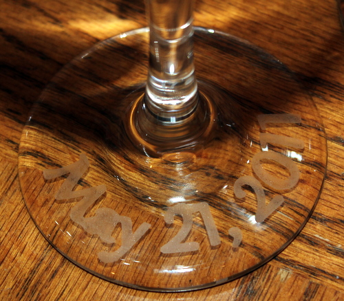 WP Glass Etching Final Pics :  wedding wine glass etching claddagh white diy reception Final WP Glasses 7