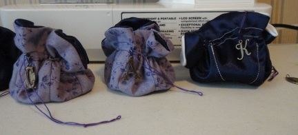 BM Jewelry Pouches (With tutorial) :  wedding drawstring pouch diy jewelry bag purple bridesmaids jewelry Finished Jewelry Pouches 5