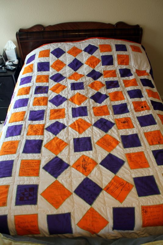 Shower Guestbook Quilt wedding guest book quilt orange purple diy IMG 7600