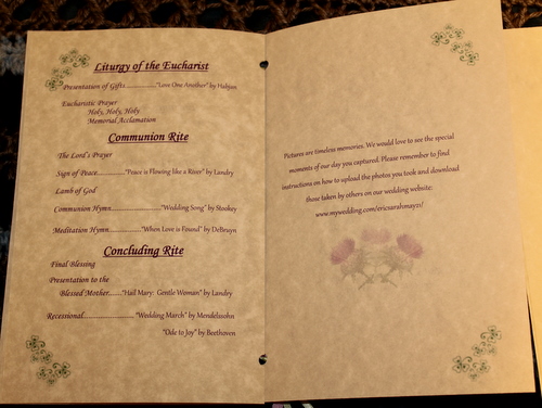 Ceremony Programs wedding catholic mass ceremony programs green purple