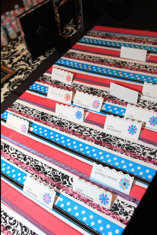 Escort Card Display Boards :  wedding teal black pink white inspiration diy reception Wedding14