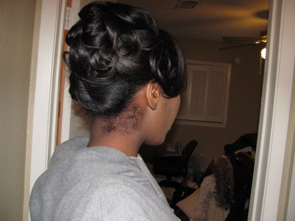 I Had My Wedding Hair and Makeup Trial!! What do you think? :  wedding hairstyle black haircare wedding hair updo mermaid dress IMG 0194
