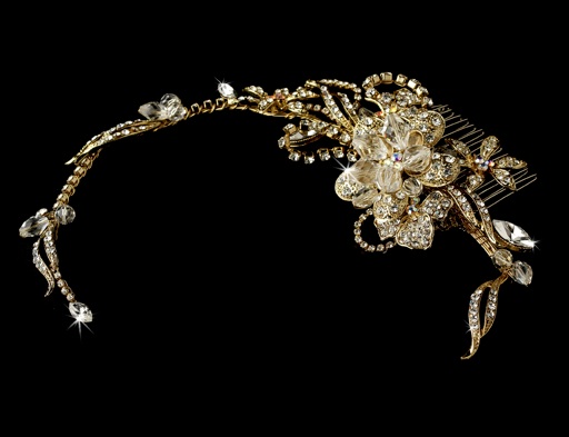 Accessory Addiction!!!  What's Your Wedding Day Addiction? :  wedding hair piece hair comb accessory bridal gold allyson james wedding Haircomb