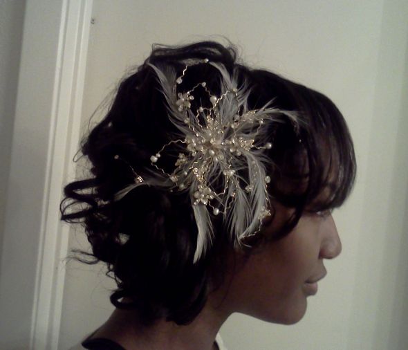 Accessory Addiction!!!  What's Your Wedding Day Addiction? :  wedding hair piece hair comb accessory bridal gold allyson james wedding Headpiece1
