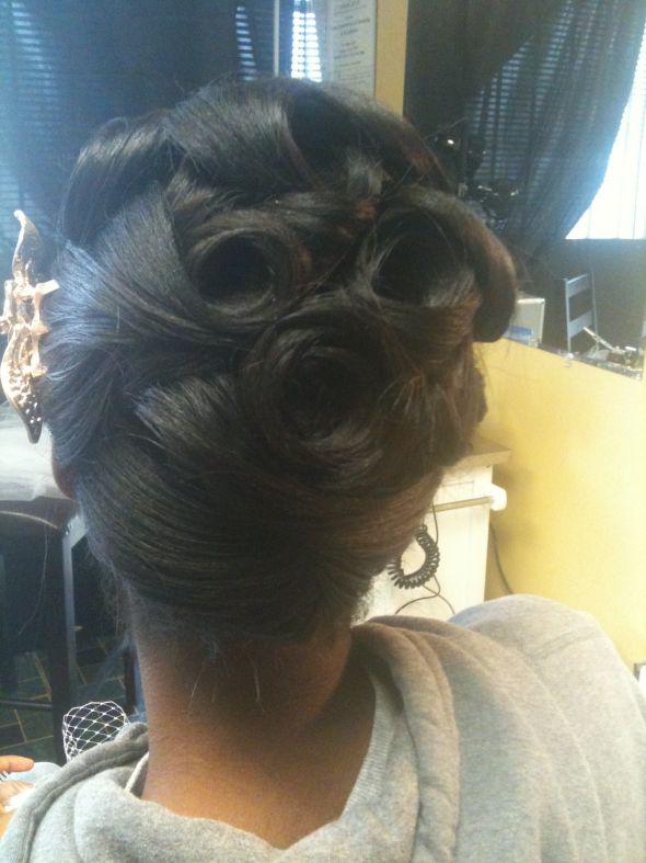 I Had My Wedding Hair and Makeup Trial!! What do you think? :  wedding hairstyle black haircare wedding hair updo mermaid dress Photo10