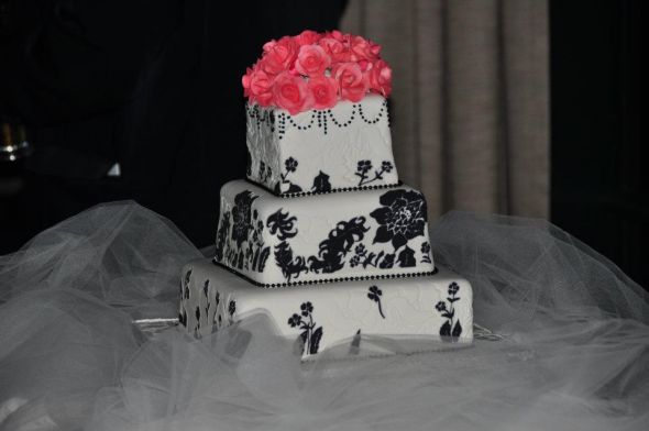 A little different wedding wedding cake damask wedding cake black white 