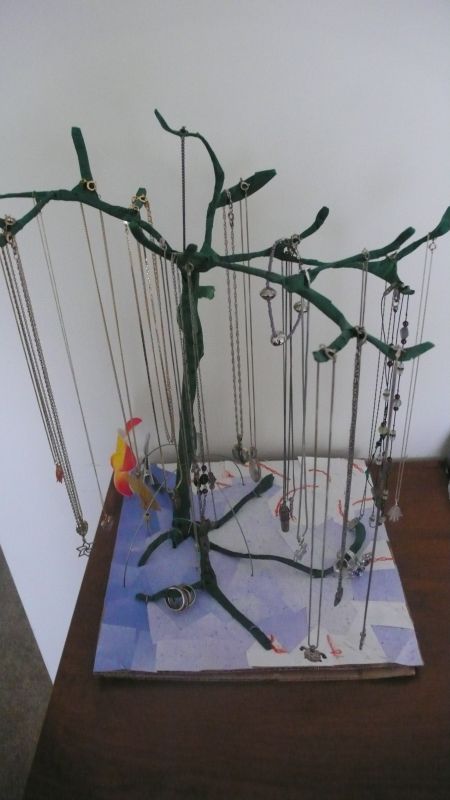 DIY crazy -- all the money is going to honeymoon savings-- so i can't shop! :  wedding diy hangers q tip jar necklace hanger Tree Done