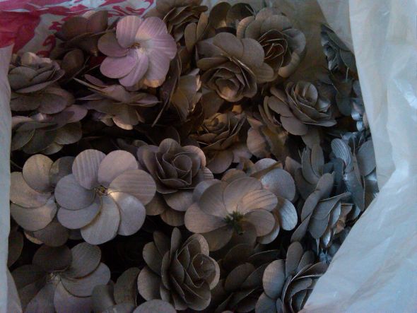 Purple and Silver Wooden Roses wedding wood