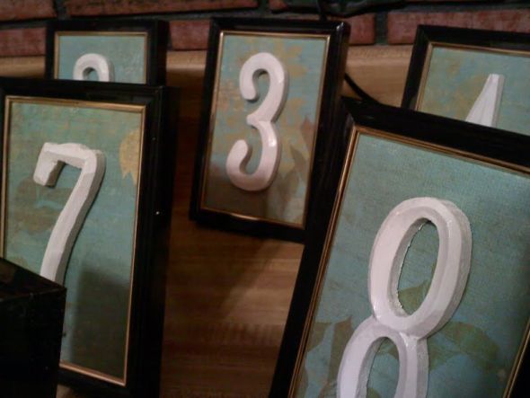Green Blue Table Numbers wedding table number blue green diy Table 