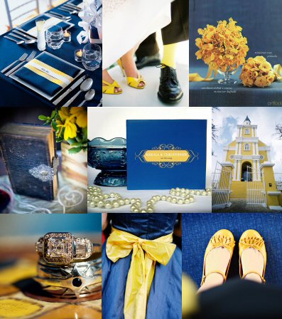 We're doing a nearly navy blue with yellow and orange 