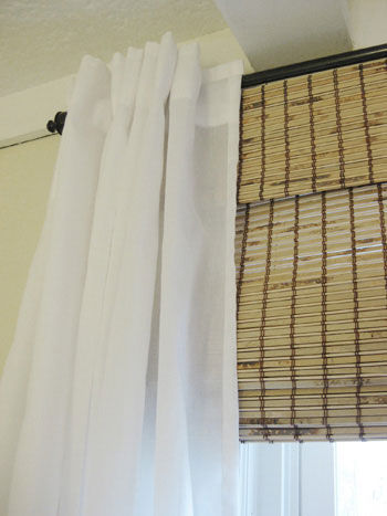 NEW Nightstands with my *UNIQUE* Headboard, need opinions! :  wedding Curtain And Bamboo Roman Sh