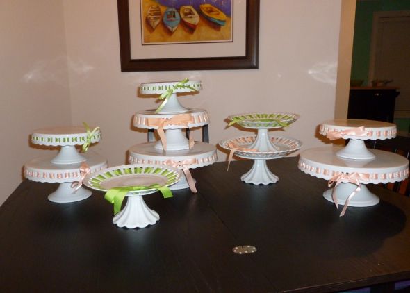 Vintage Style Reception Decor for sale! apple green & peach! :  wedding decor shoes black green pink cake ceremony diy reception Cupcake Tiers Group 2