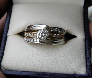 Can I Please See Your Unique Rings :  wedding rings unique colored gems Full Set1