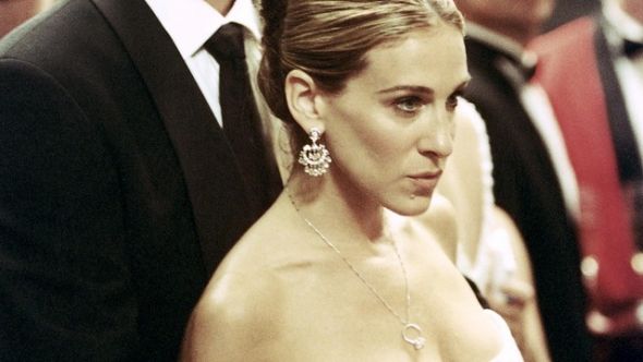 SATC- Change of A Dress! - earrings, any Bees know where I might find them?? :  wedding accessories earrings satc carrie rose quartz chandelier earrings alexis bittar Full Size Sex And The City