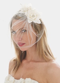 new ivory blusher :  wedding veil blusher detatchable flowers ivory ceremony dress jewelry P 9551 1 191402