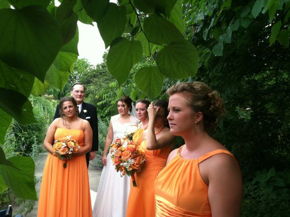 Help, need opinions for color of bridesmaid dresses for Yellow/Orange/Sunflower :  wedding yellow orange sunflower summer 271488 2238070195044 1346688315 2723479 3975637 O