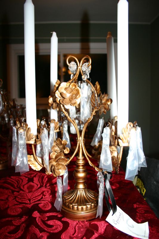 Want to share gold chargers/candelabras/linens? :  wedding candelabra candelabras opulent reception table IMG 7844