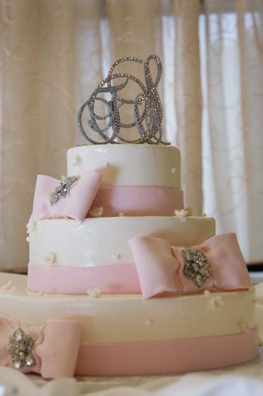 Crystal Cake Topper wedding pink cake diy reception crystal monogram cake 