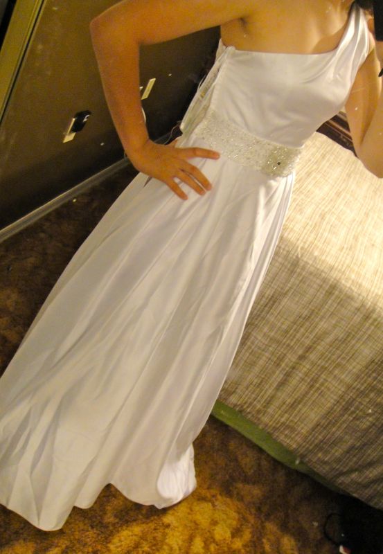 Kate's second dress & my Second Dress!! kinda looks alike! :  wedding royal wedding dress second dress kates dress trash the dress look a like one shoulder 1 alfred sung bridesmaid reception dress DSC06441