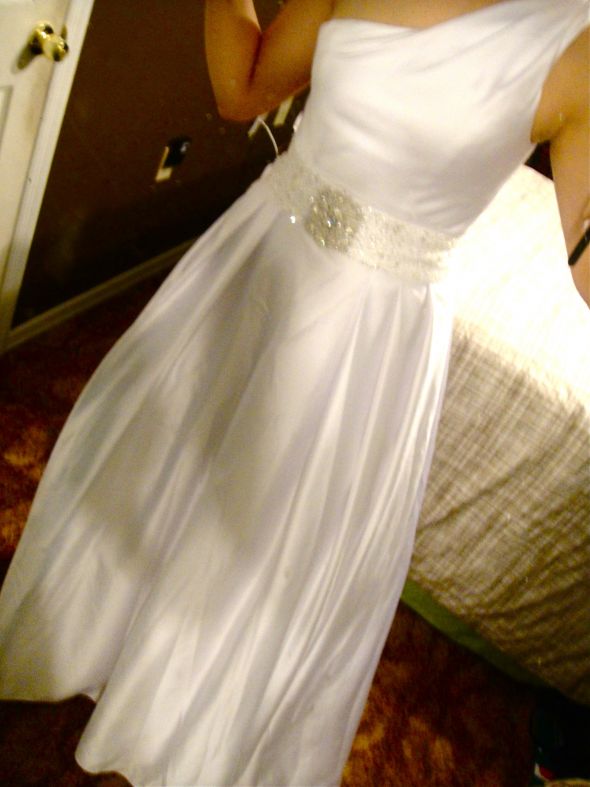 Kate's second dress & my Second Dress!! kinda looks alike! :  wedding royal wedding dress second dress kates dress trash the dress look a like one shoulder 1 alfred sung bridesmaid reception dress DSC06456