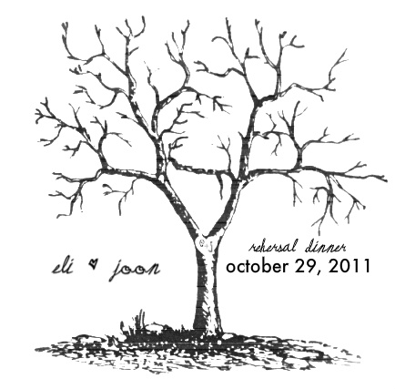 my DIY Fingerprint Tree Guest Sign In (for rehearsal dinner!! :  wedding diy guest book diy tree rehearsal dinner guest book tree fingerprint Bare Tree 1
