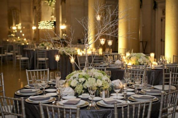 Pink Grey Wedding Decor Suggestions wedding Silver Table Linens Chivari 