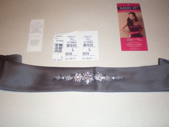 Charcoal Gray Alfred Angelo Sash :  wedding sash accessory dress gray silver bridesmaids P1010558