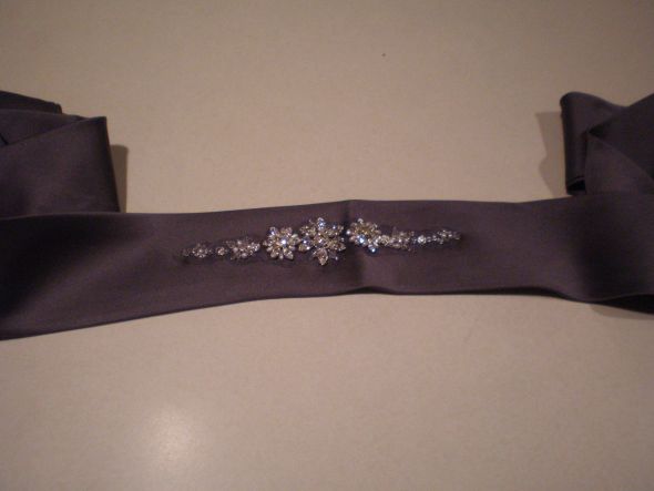 Charcoal Gray Alfred Angelo Sash : wedding sash accessory dress gray silver bridesmaids P1010561