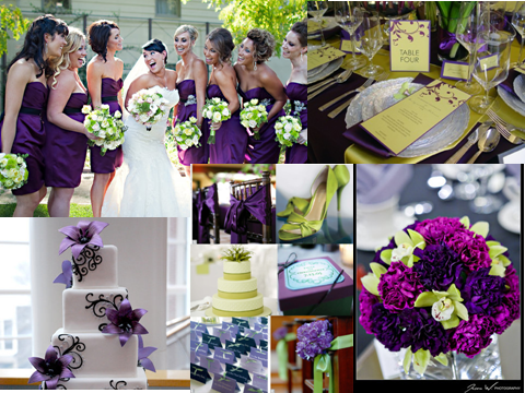 purple and green weddings