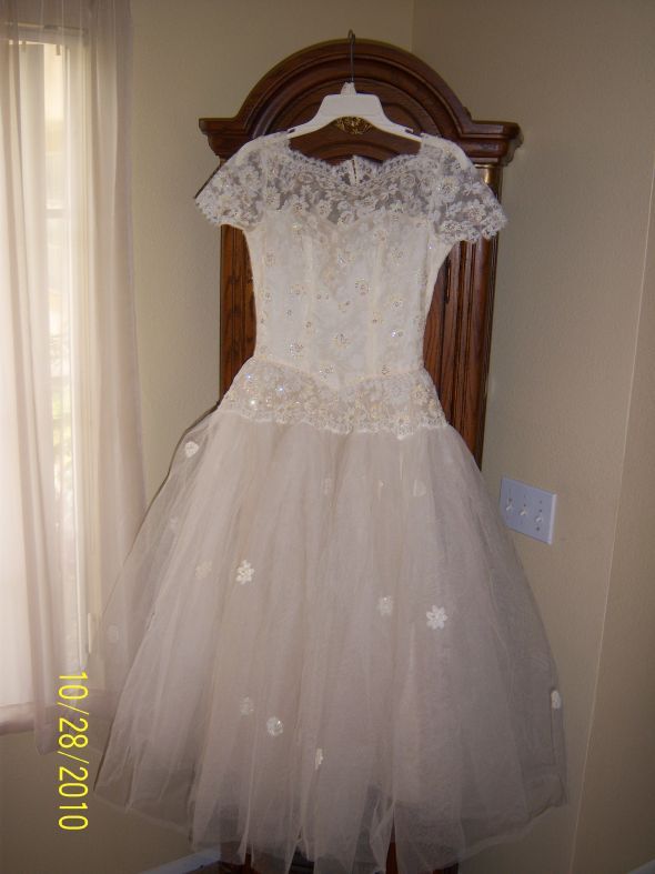 VINTAGE 1950'S WEDDING DRESS wedding wedding dress tulle tea length