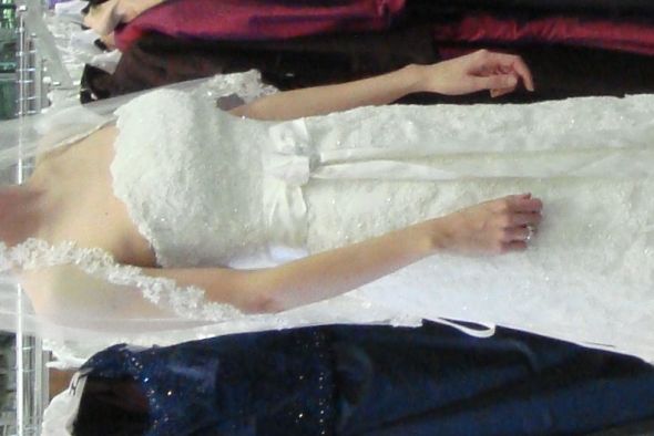 does my corset back dress look too big to you? :( [PICS!] :  wedding corset alterations tight small too help first fitting Boobpads