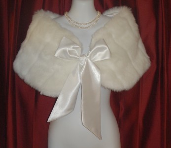 fur shawl $20 shipped after 11/11/11 :  wedding white 1shawl