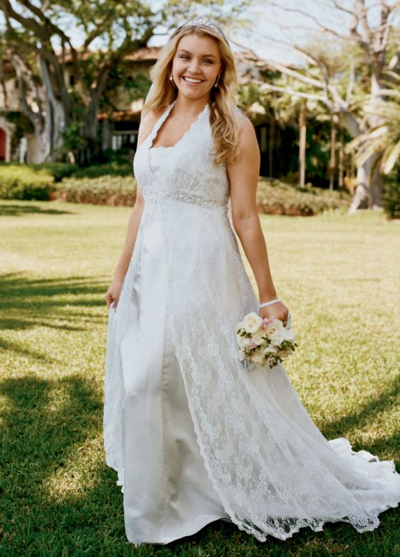 davids bridal lace halter size 26.. $400 :  wedding white Dress