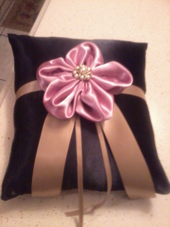 Ring Pillow :  wedding ring pillow black pink ivory ceremony ring Ring Pillow1