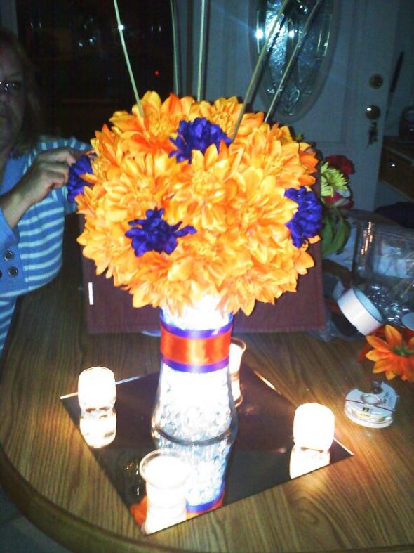 My DIY Centerpiece wedding centerpiece vase orange purple flowers diy 