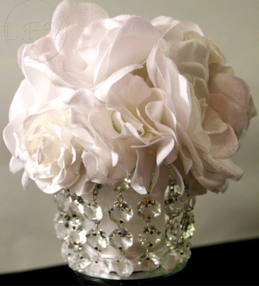 White Wedding Bouquets With Crystals. W/O FLOWERS $30. Crystal