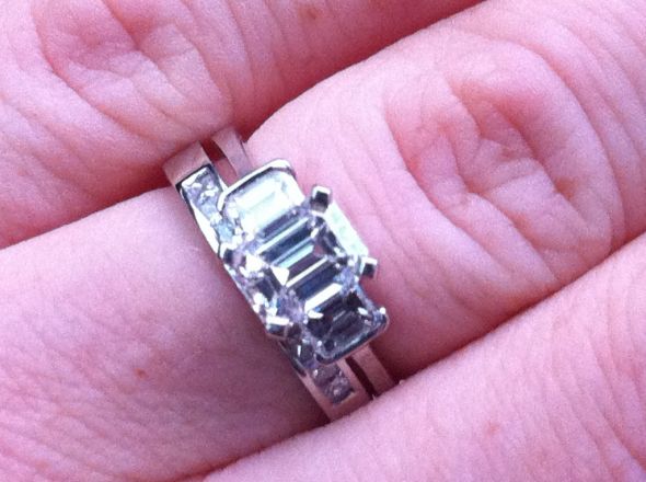 Please show me your wedding bands with three stones e-rings!! :  wedding rings three stones wedding bands Photo123